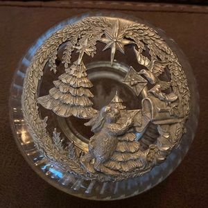 Vintage Rawcliffe Pewter Holiday Lid with Glass Bowl